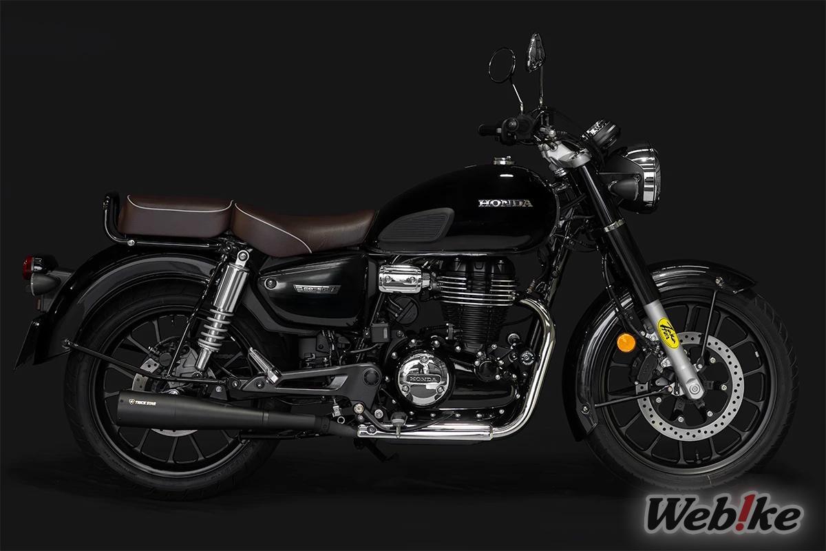 GB350C equipped with TRICK STAR slip-on exhaust with megaphone silencer